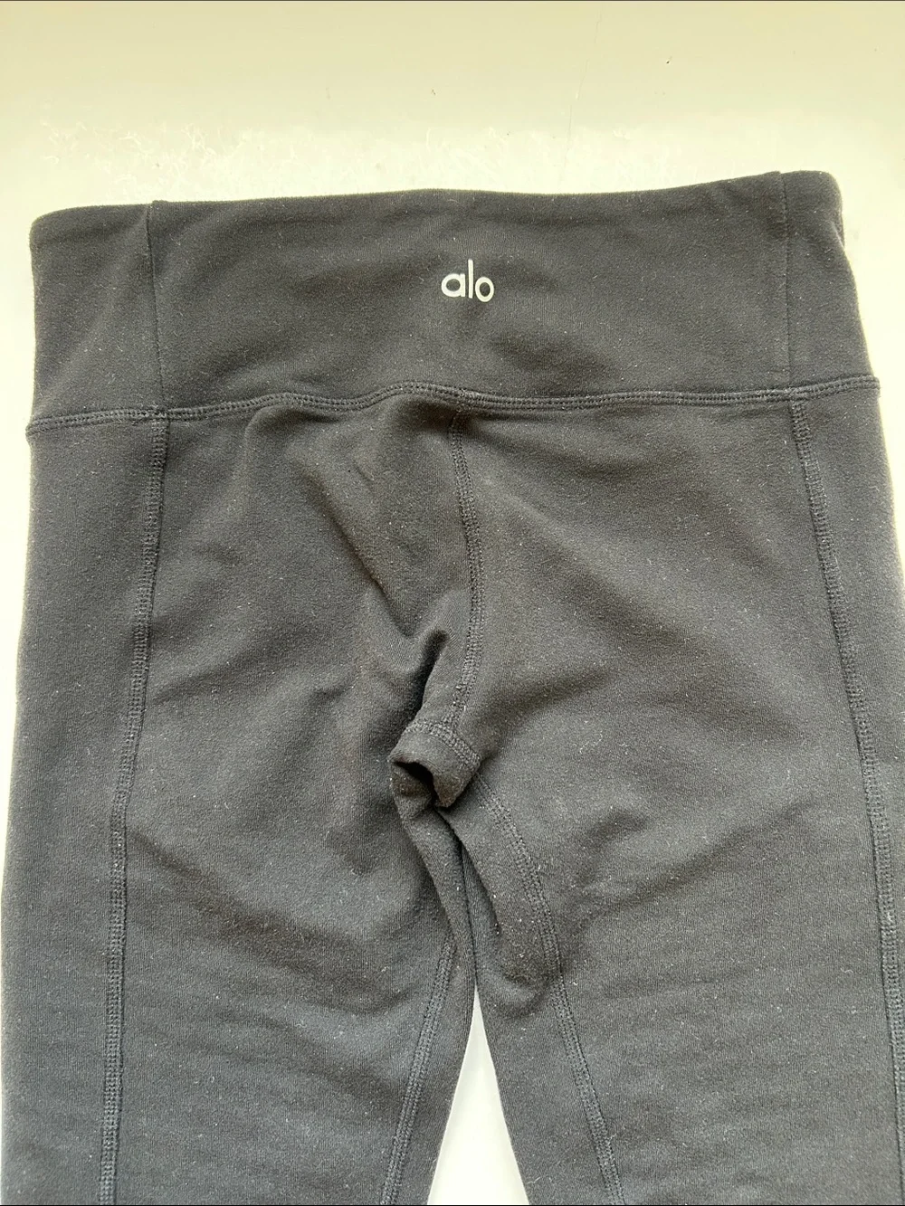 Alo Moto Ribbed Panel Black Leggings XS